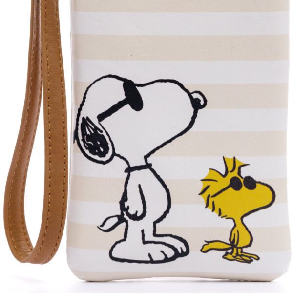 ESTUCHE DE GAFAS O CELULAR PARA MUJER SNOOPY FRANJAS CON PULSERA Y BROCHE - Imagen 4