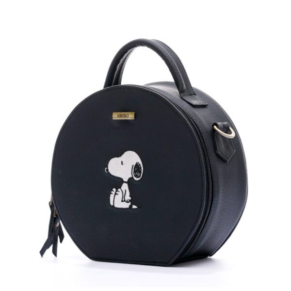 MANOS LIBRES PARA MUJER SUIZA NEGRO SNOOPY EN CUERO VEGANO - Imagen 2