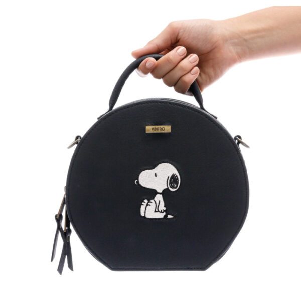 MANOS LIBRES PARA MUJER SUIZA NEGRO SNOOPY EN CUERO VEGANO - Imagen 4